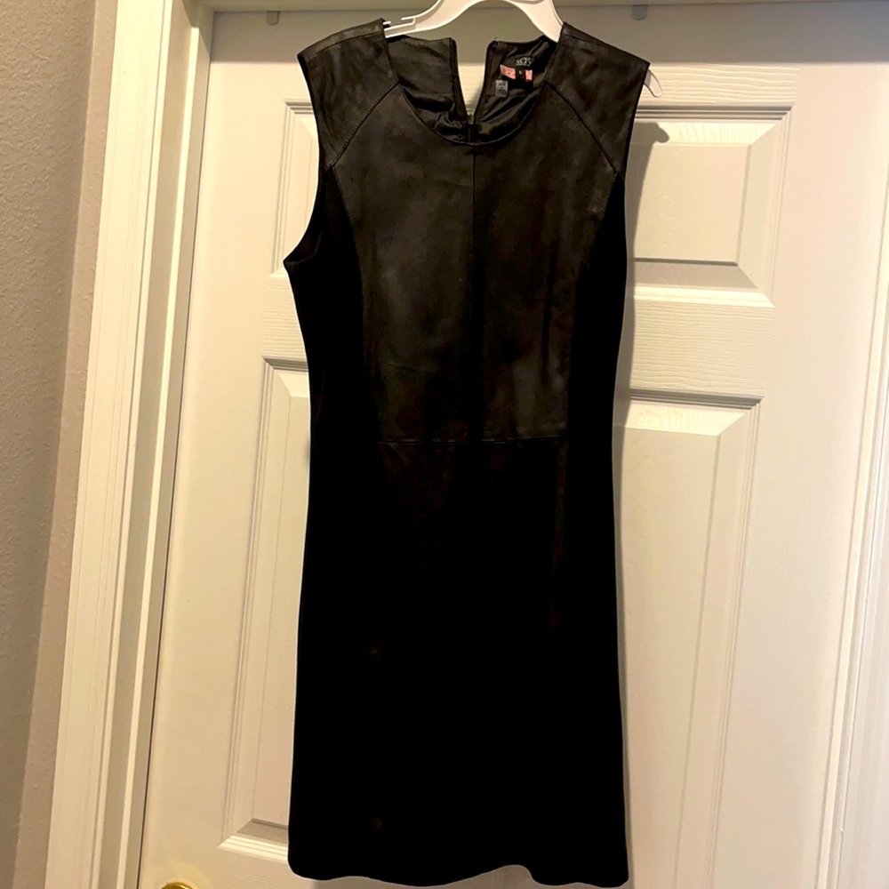 Black leather dress